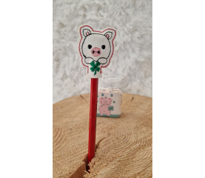 Stickdatei - ITH Stifteaufsatz Schwein Klee